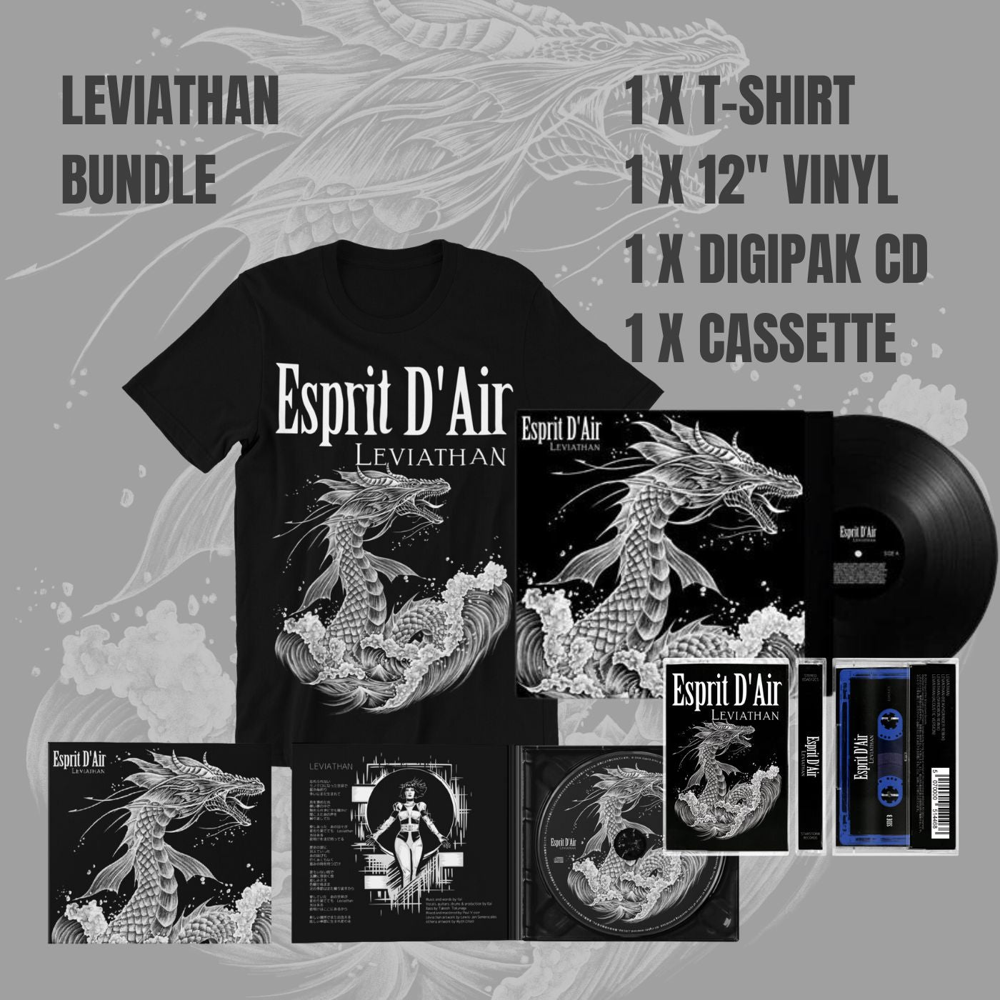 Leviathan: T-shirt, Vinyl + Cd + Cassette Bundle – Esprit D'air